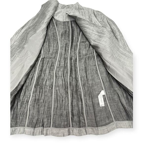 Eileen Fisher Petite Gray Crinkle Linen Open Front Jacket size Small - Picture 4 of 8